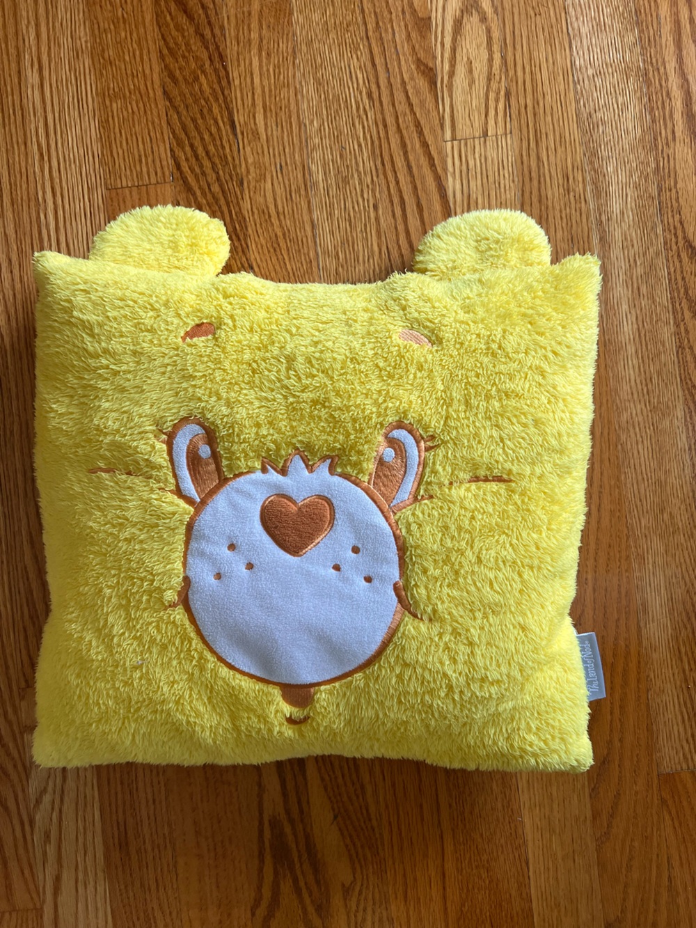 Land Of Nod Yellow Plush Bear Face Pillow